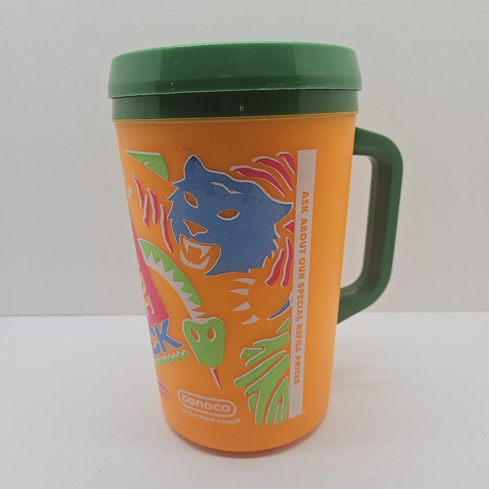 Vintage Conoco Safari Side Kick 34 oz Refillable Travel Mug Cup 90s - Picture 2 of 6